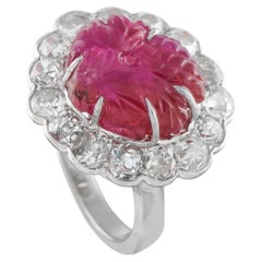 Platinum 3.0ct Diamond and Carved Burma Ruby Cocktail Ring MF30-021926