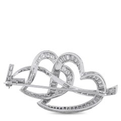 Platinum 3.0ct Diamond Interlocking Heart Brooch MF07-062426