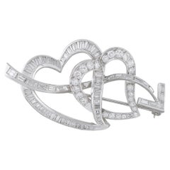 Platinum 3.0ct Diamond Interlocking Heart Brooch MF07-062426