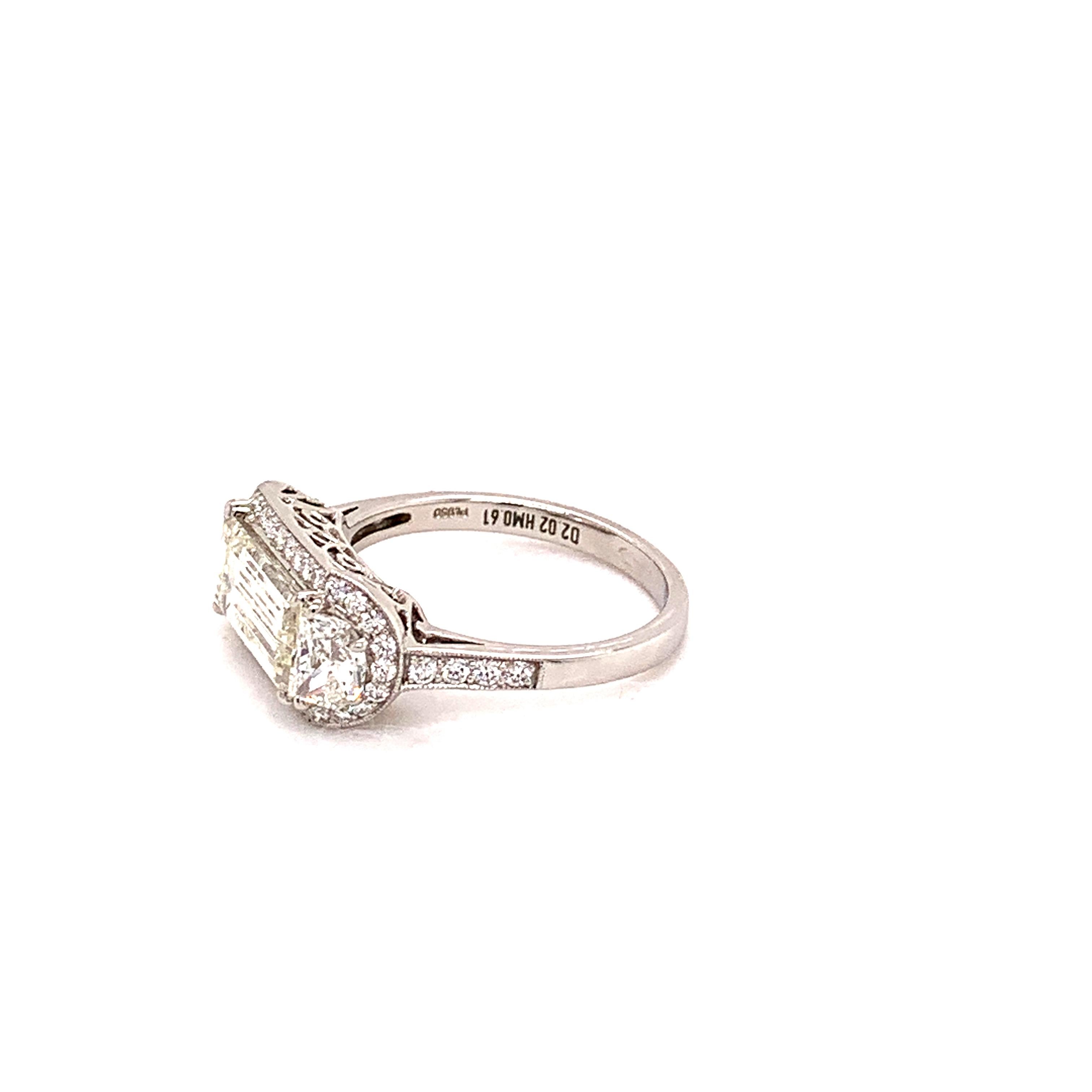 Women's Sophia D. 2.01 Carat Baguette Diamond Engagement Ring with Half Moons  For Sale