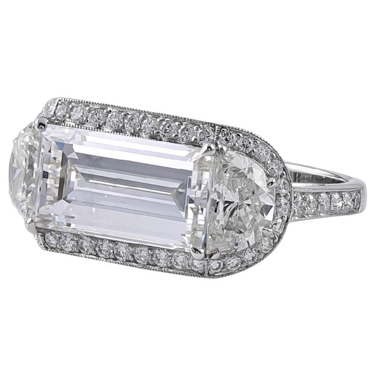 Sophia D. 2.01 Carat Baguette Diamond Engagement Ring with Half Moons