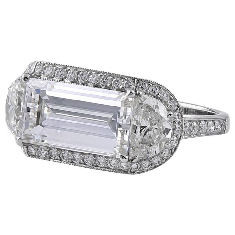 Sophia D. 2.01 Carat Baguette Diamond Engagement Ring with Half Moons 