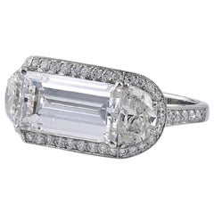 Platinum 3.10 Carat Baguette Diamond Engagement Ring