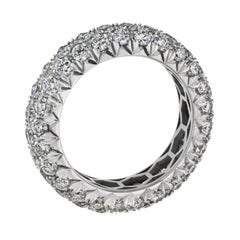 Platinum 3.10cttw Three Row Round Cut Diamond Pave Band