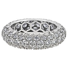 Platinum 3.10cttw Three Row Round Cut Diamond Pave Band