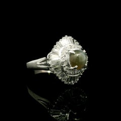 Bague de cocktail Ballerine en platine 3.13ctw Oval Cat's Eye w/ Diamond Double Halo Ballerina Cocktail Ring