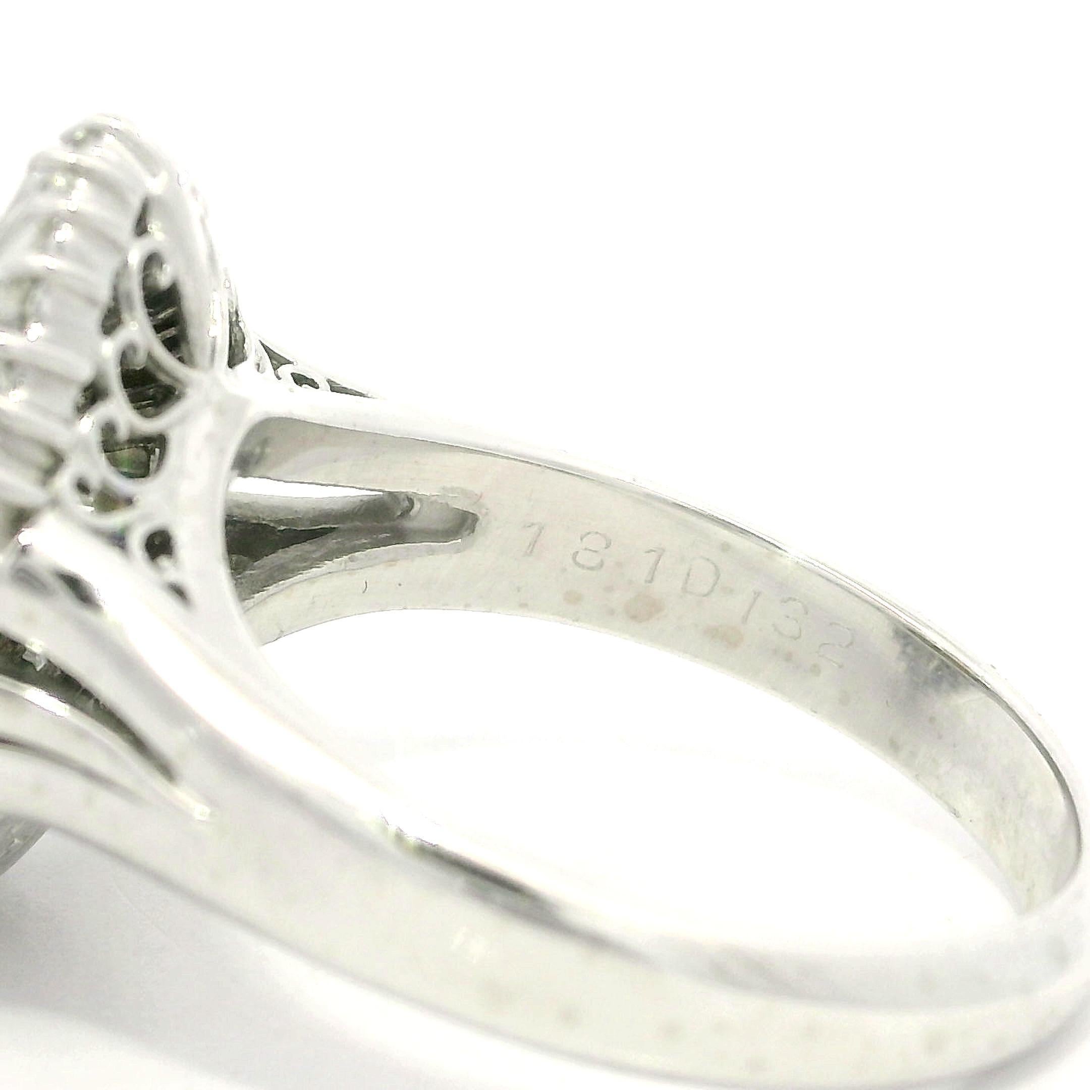 Platinum 3.13ctw Oval Cat's Eye w/ Diamond Double Halo Ballerina Cocktail Ring For Sale 1