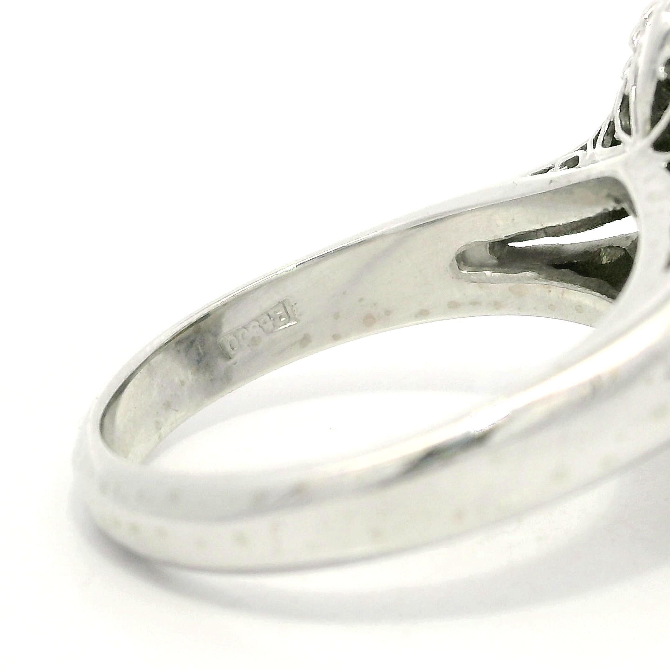 Platinum 3.13ctw Oval Cat's Eye w/ Diamond Double Halo Ballerina Cocktail Ring For Sale 2