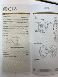 Platinum 3.16ct Oval GIA Certified Natural Yellow VVS Diamond Engagement Ring