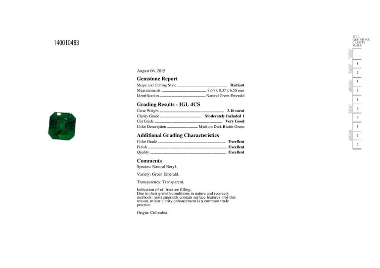 Platinum 3.16 Emerald Ring with White Diamond Halo in Art Deco Style ...
