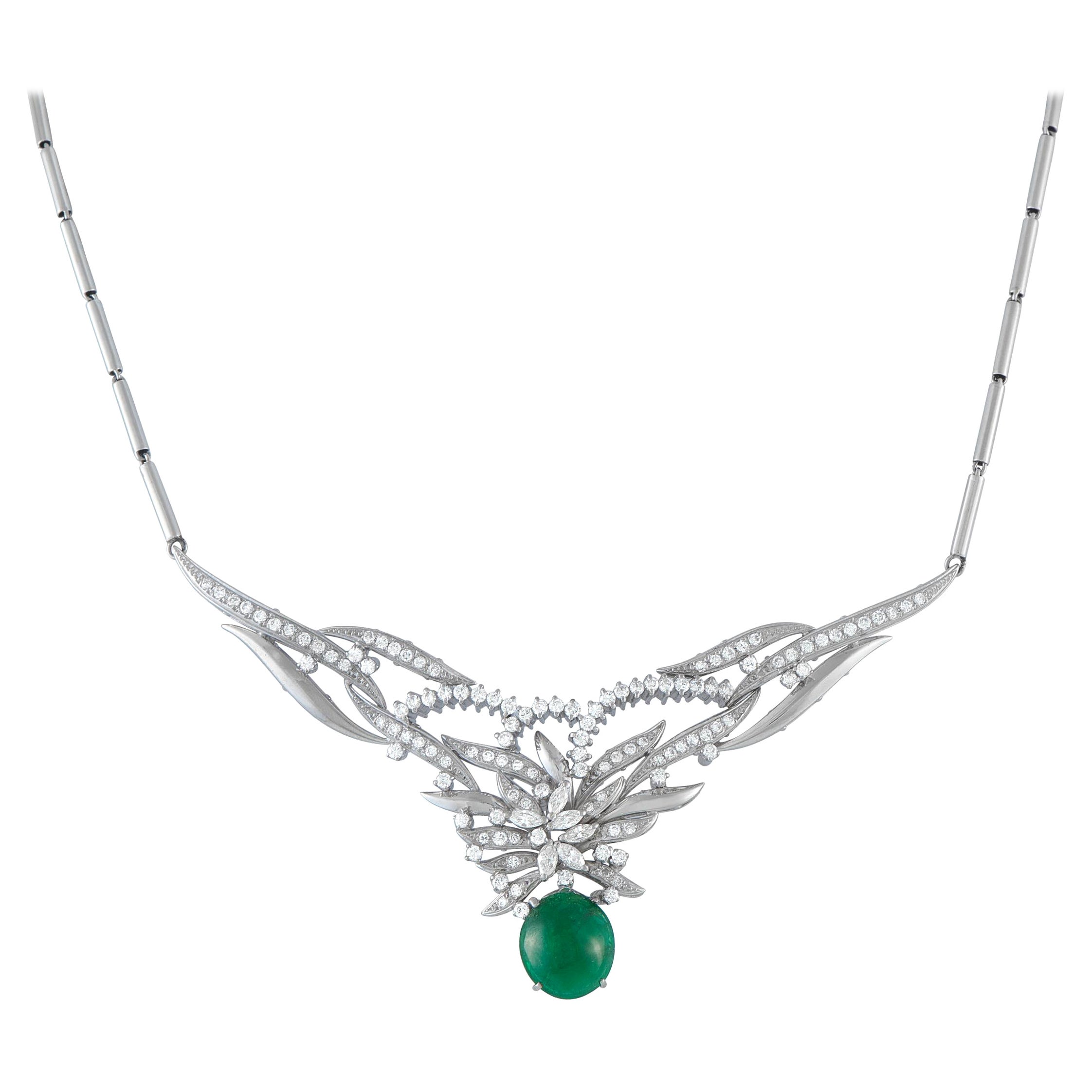 Collana di platino con diamanti e smeraldi da 3,18 carati MF12-121525