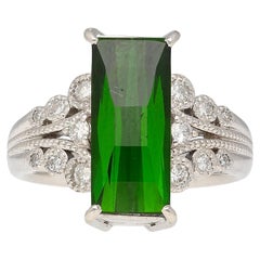 Anello in platino con tormalina indicolite e diamanti vintage in filigrana da 3,19 carati, misura 6