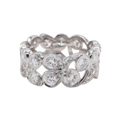 Platinum 3.20 Carat Diamond Floral Eternity Band Ring