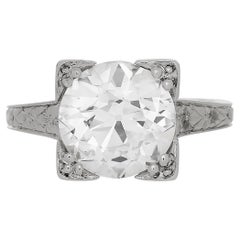 Platinum 3.20 carat Diamond GIA Certified Vintage Estate Engagement Ring