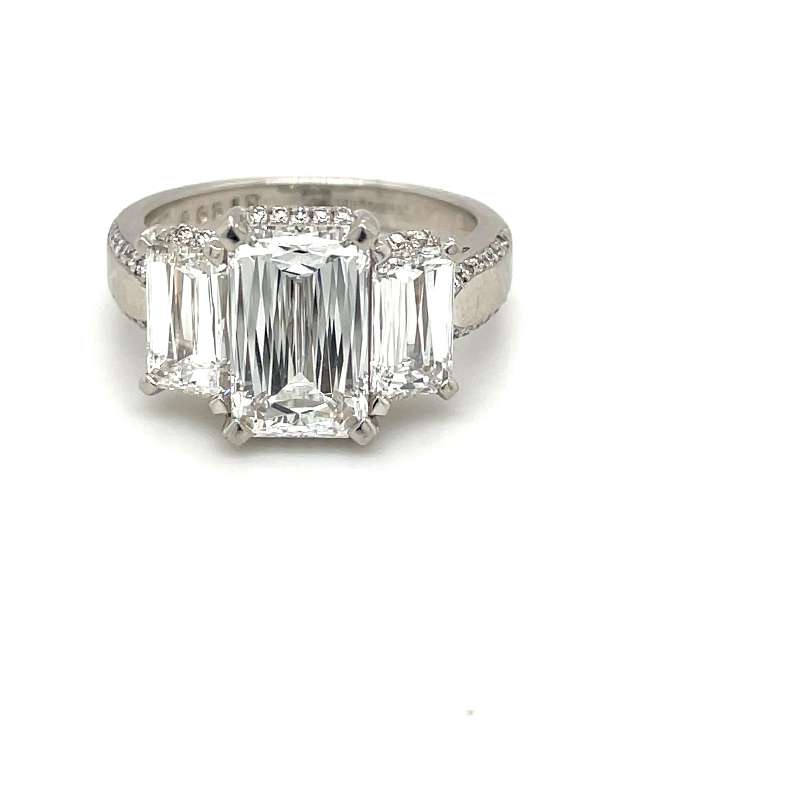 Platinum 3.20Ct. F VS1 Crisscut Diamond Engagement Ring GIA Certified 3