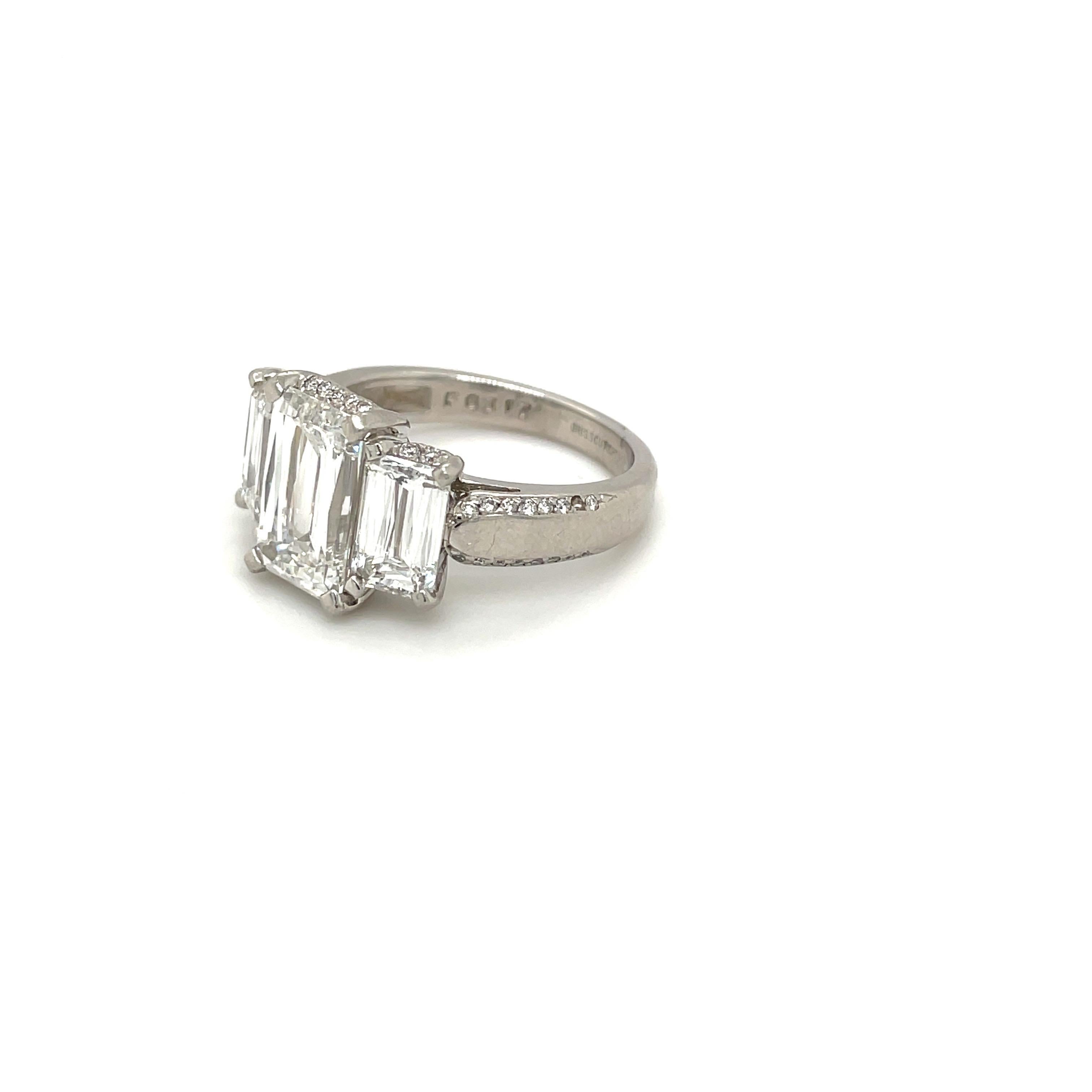 Modern Platinum 3.20Ct. F VS1 Crisscut Diamond Engagement Ring GIA Certified