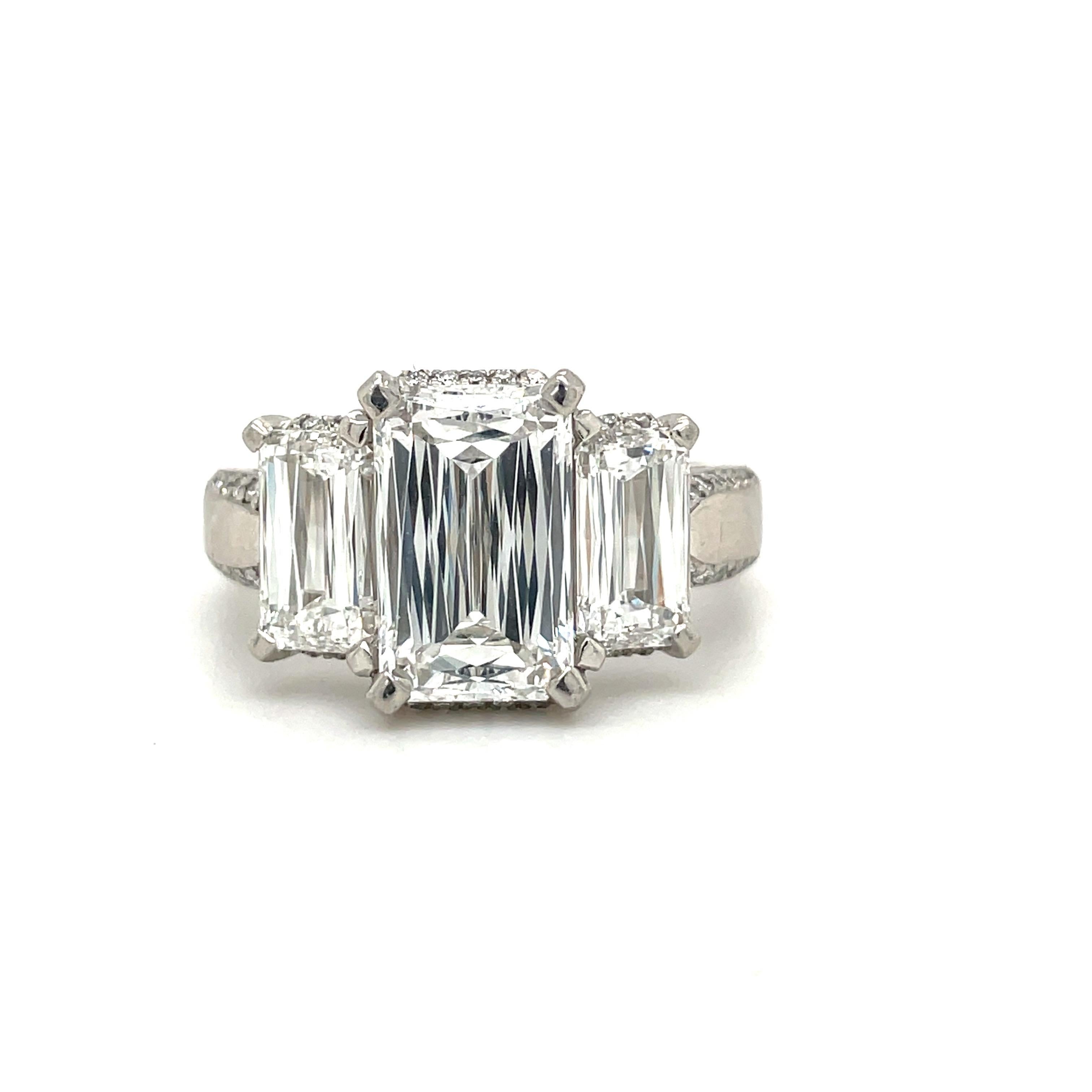 Platinum 3.20Ct. F VS1 Crisscut Diamond Engagement Ring GIA Certified In New Condition In New York, NY