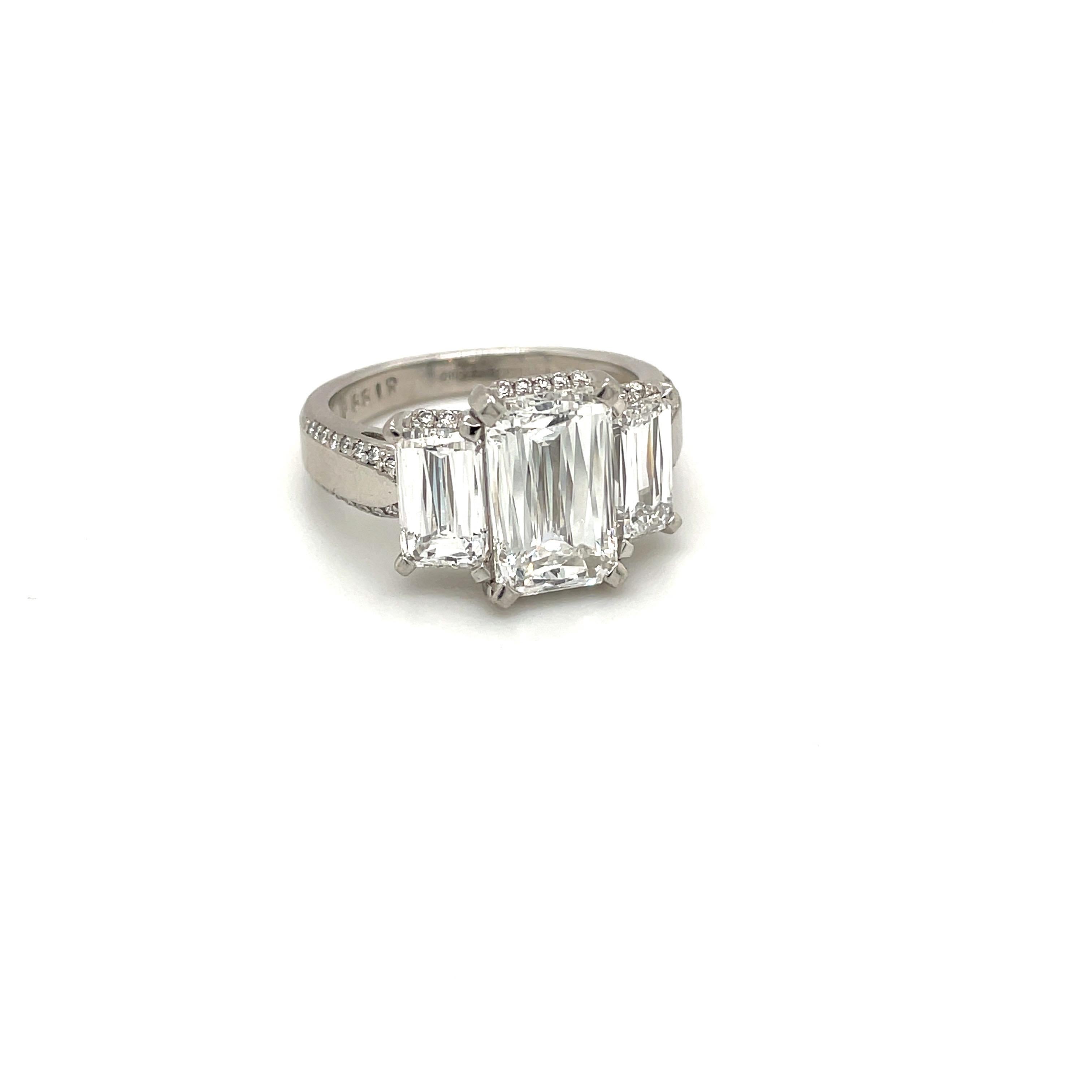 Platinum 3.20Ct. F VS1 Crisscut Diamond Engagement Ring GIA Certified 1