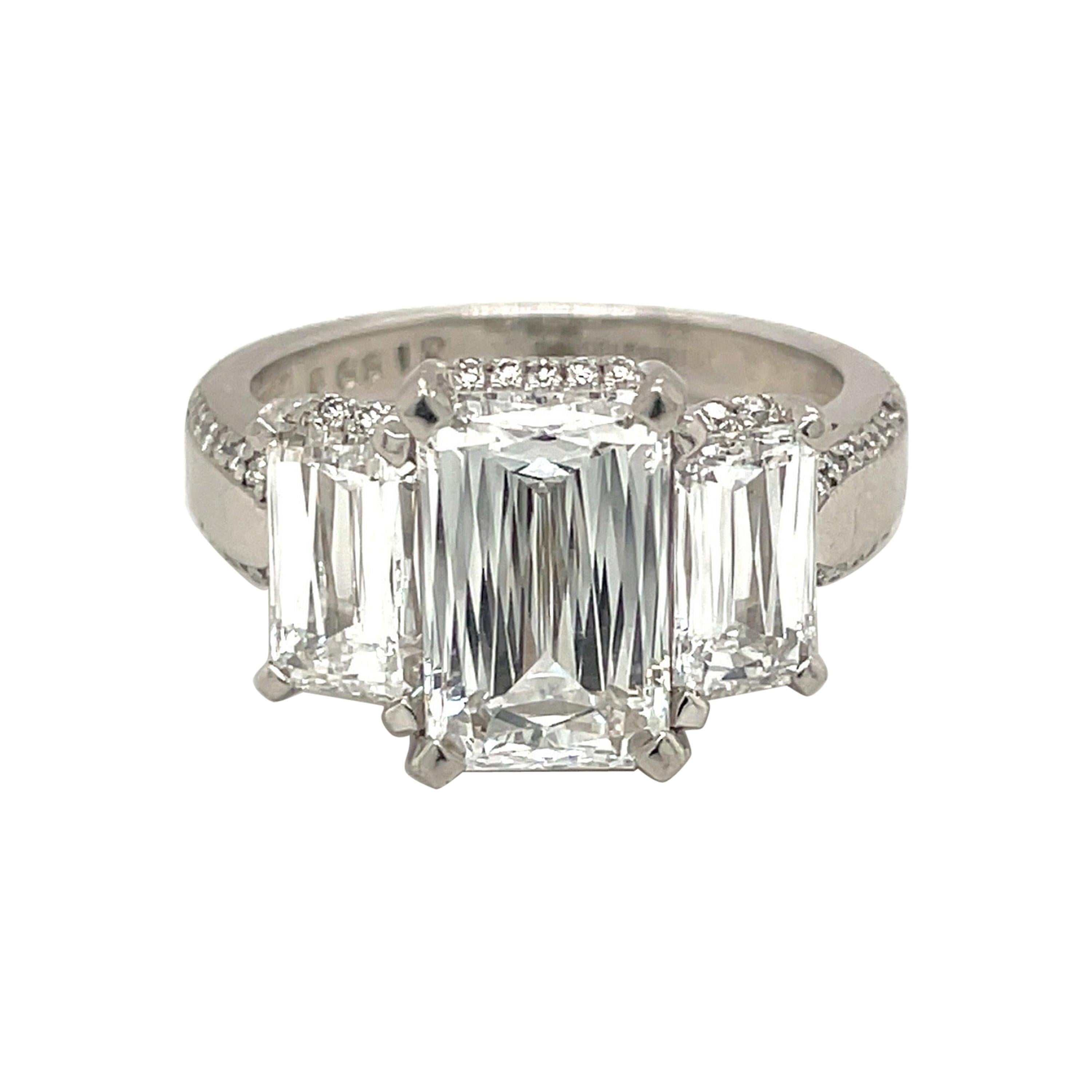 Platinum 3.20Ct. F VS1 Crisscut Diamond Engagement Ring GIA Certified