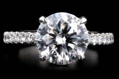 Platinum 3.24 Carat Round Brilliant Diamond Hidden Halo Engagement Ring