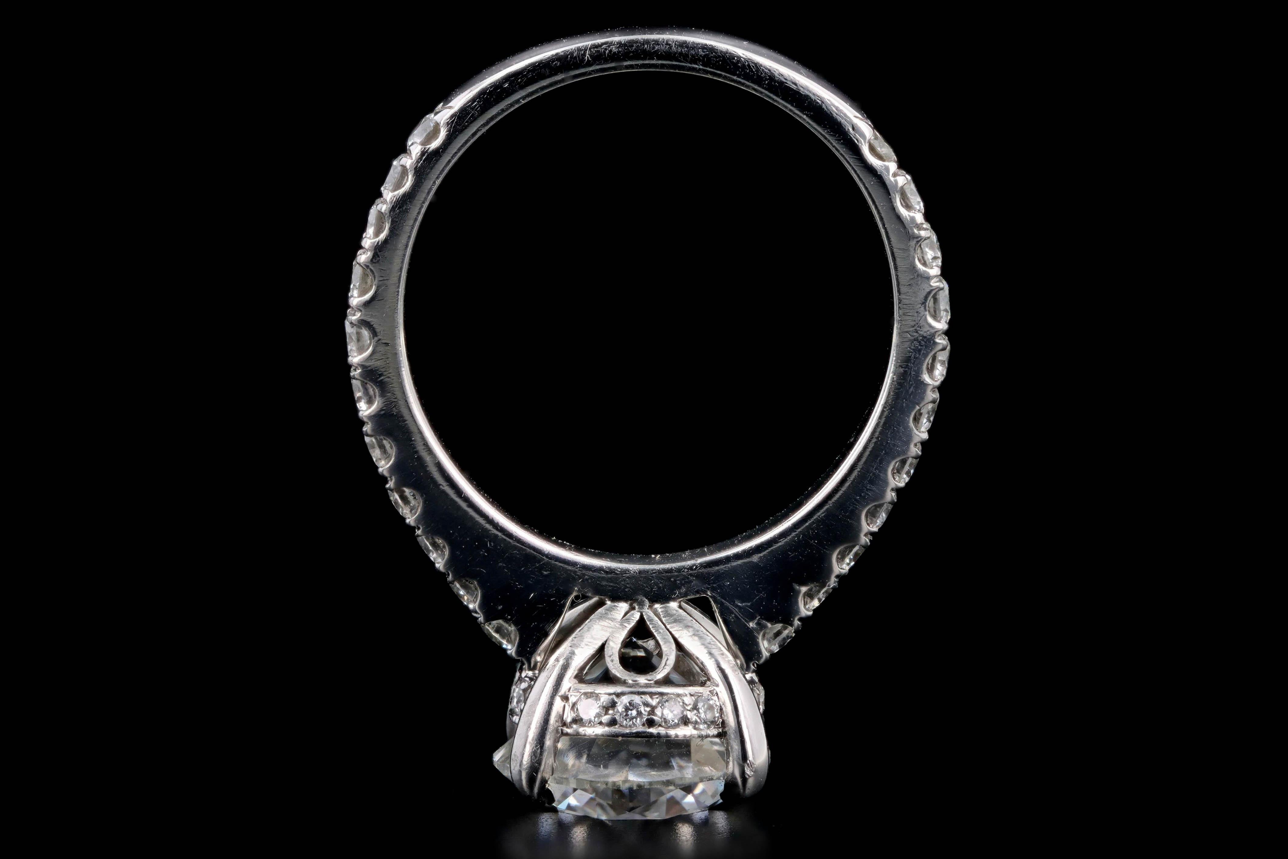Platinum 3.24 Carat Round Brilliant Diamond Hidden Halo Engagement Ring For Sale 1