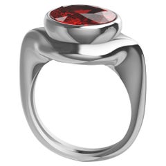 Platinum 3.24 Carat Ruby Oval Sculpture Ring