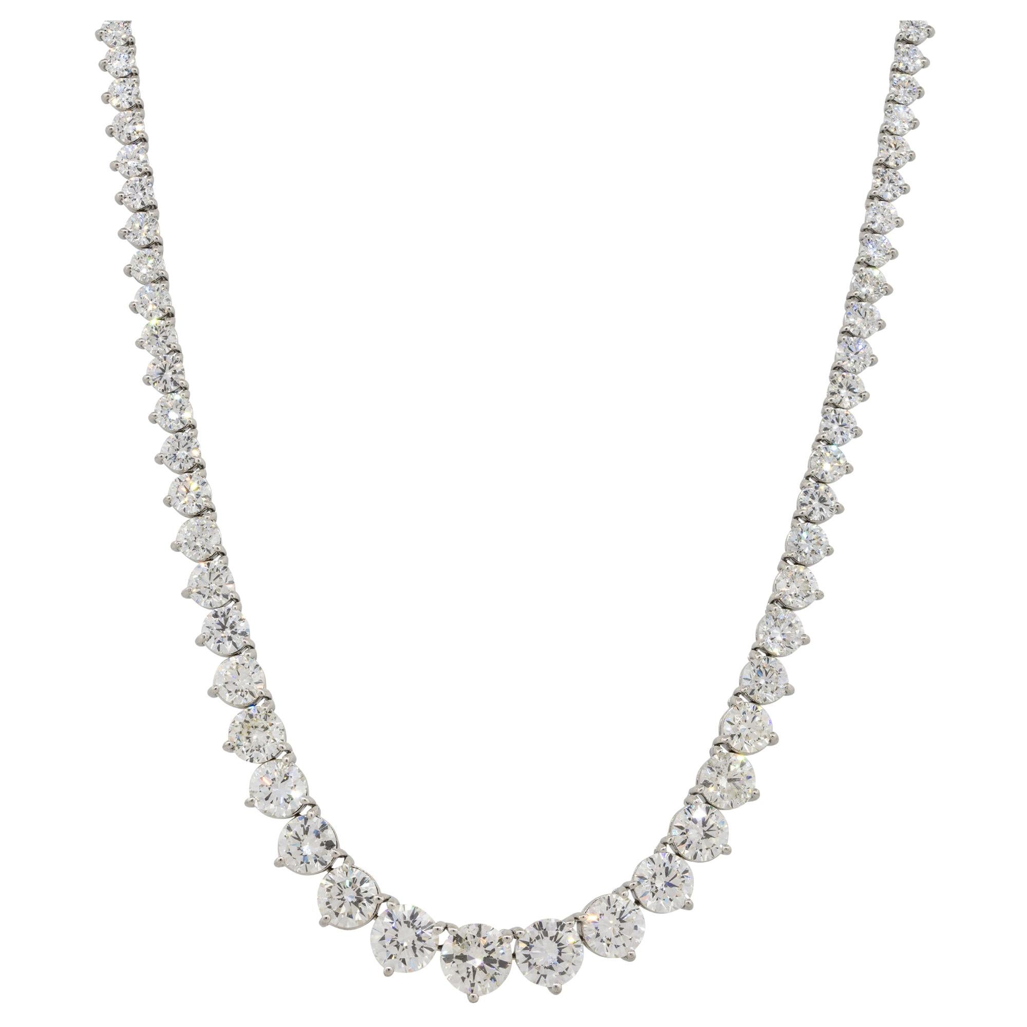 Collana in platino con diamanti tondi brillanti graduati Riviera, Nature