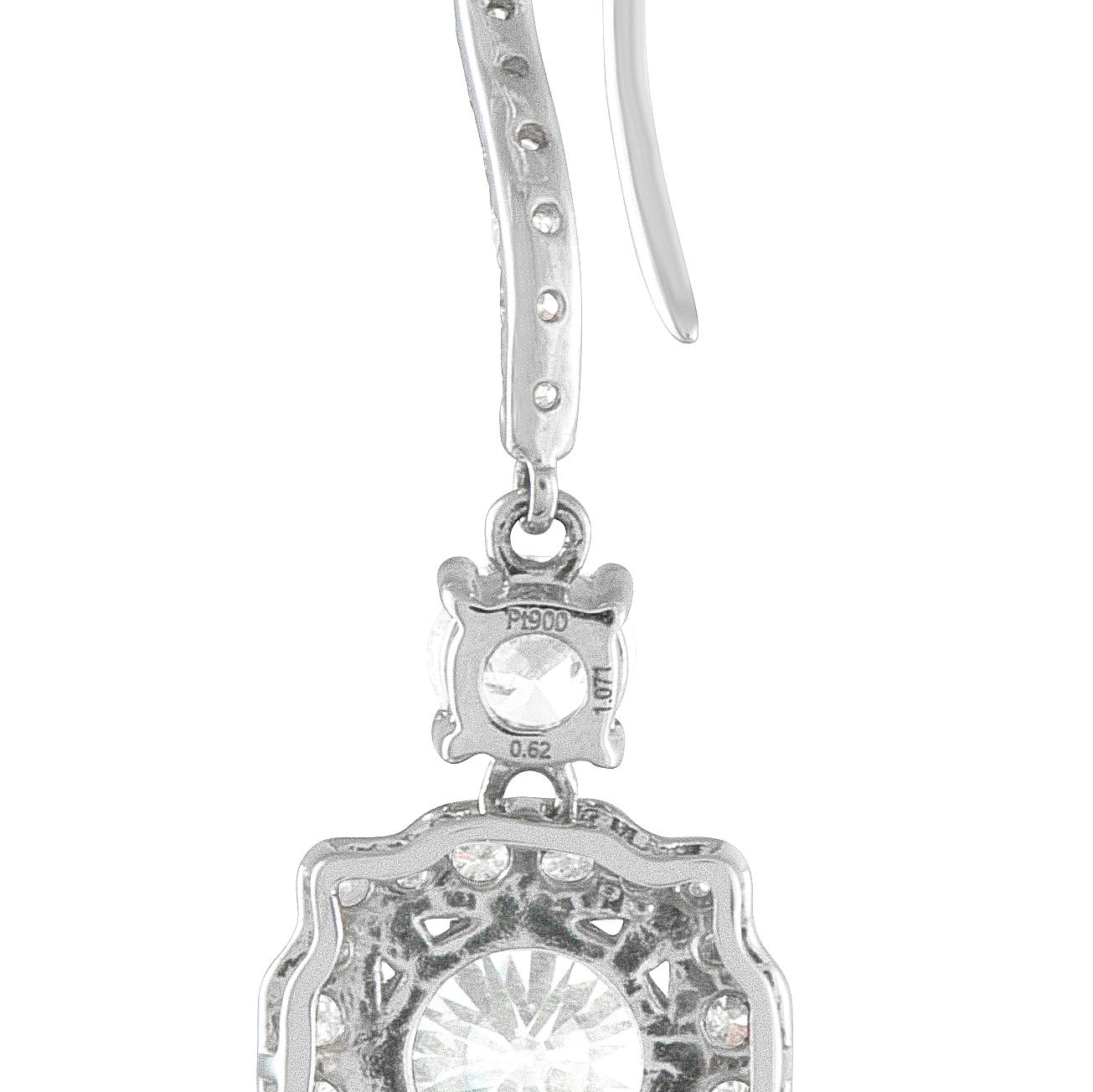 Platinum 3.30ct Diamond Drop Earrings #5242 (Rundschliff) im Angebot