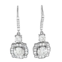 Platinum 3.30ct Diamond Drop Earrings #5242