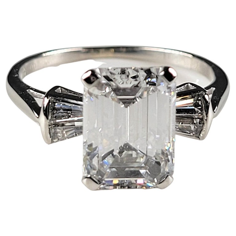 Platinum 3.31 Carat Diamond Ring For Sale