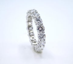Platinum 3.31 Carat Round Natural Diamond Eternity Wedding Band Anniversary Ring