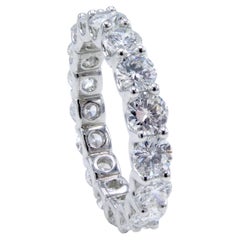 Platinum 3.31 Carat Round Diamond Eternity Wedding Band Anniversary Ring