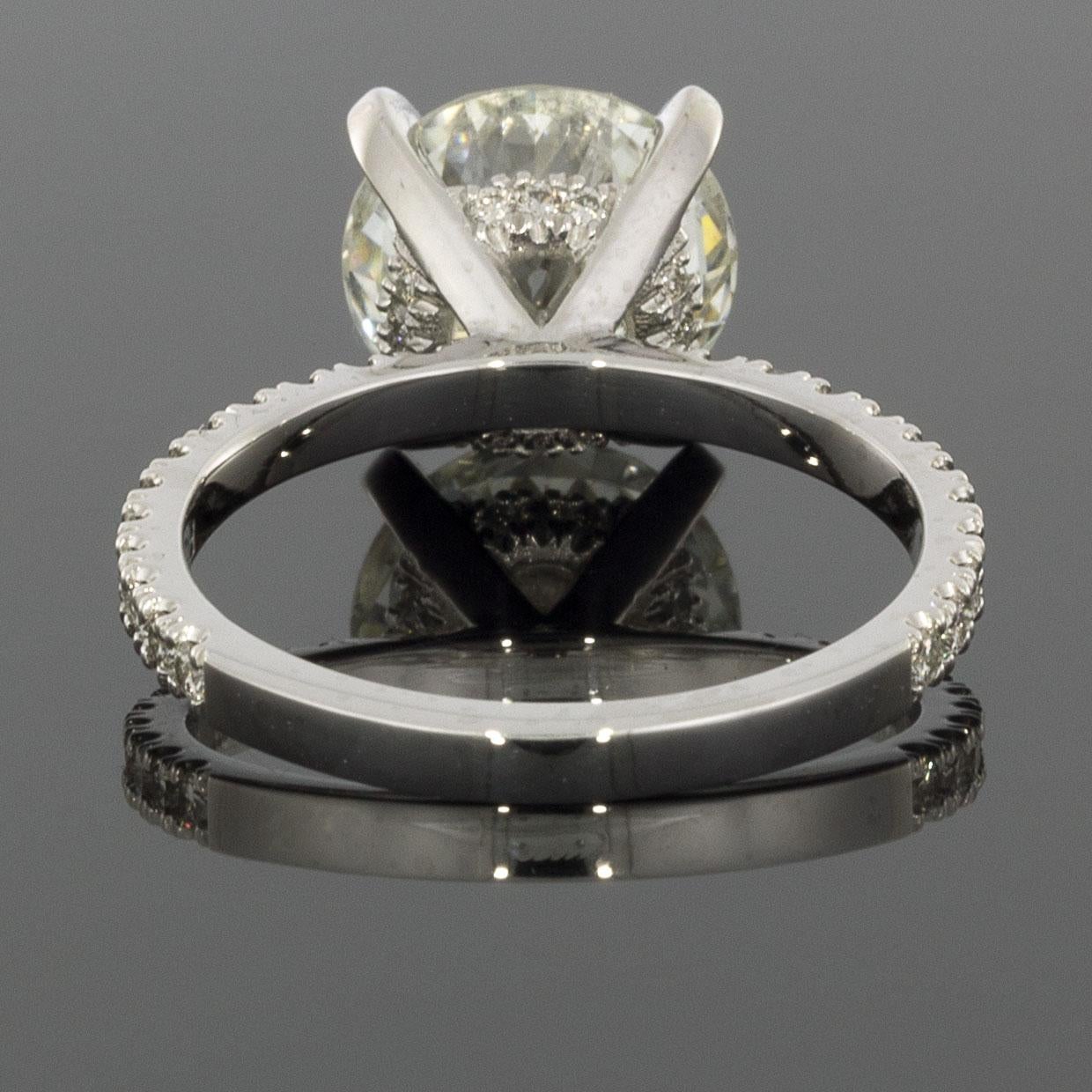 Round Cut Platinum 3.36 Carat Round Diamond GIA Certified Engagement Ring