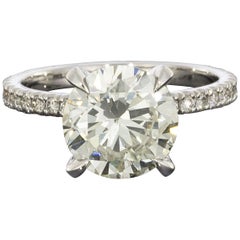 Platinum 3.36 Carat Round Diamond GIA Certified Engagement Ring