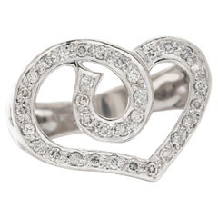 Platinum .33ctw Diamond Heart Ring, Ring Size 6.75, Statement Ring