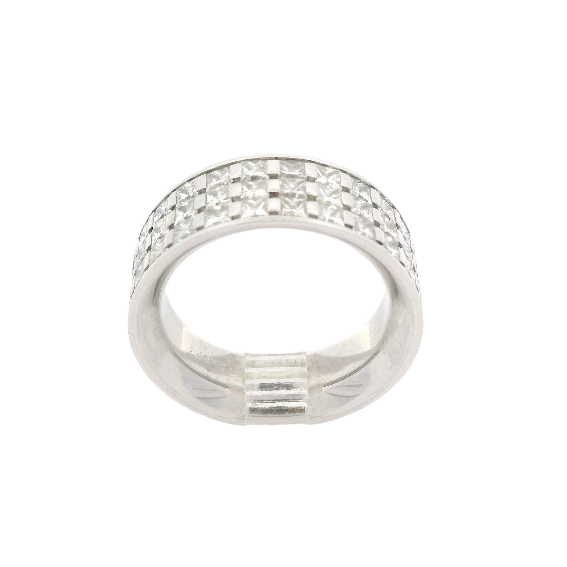 Princess Cut Platinum 3.43ctw Square Princess Diamond Channel Bar Set Wide Eternity Band Ring