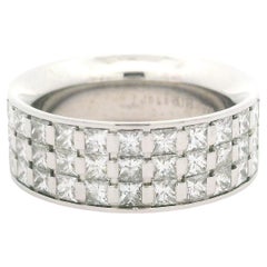 Platinum 3.43ctw Square Princess Diamond Channel Bar Set Wide Eternity Band Ring