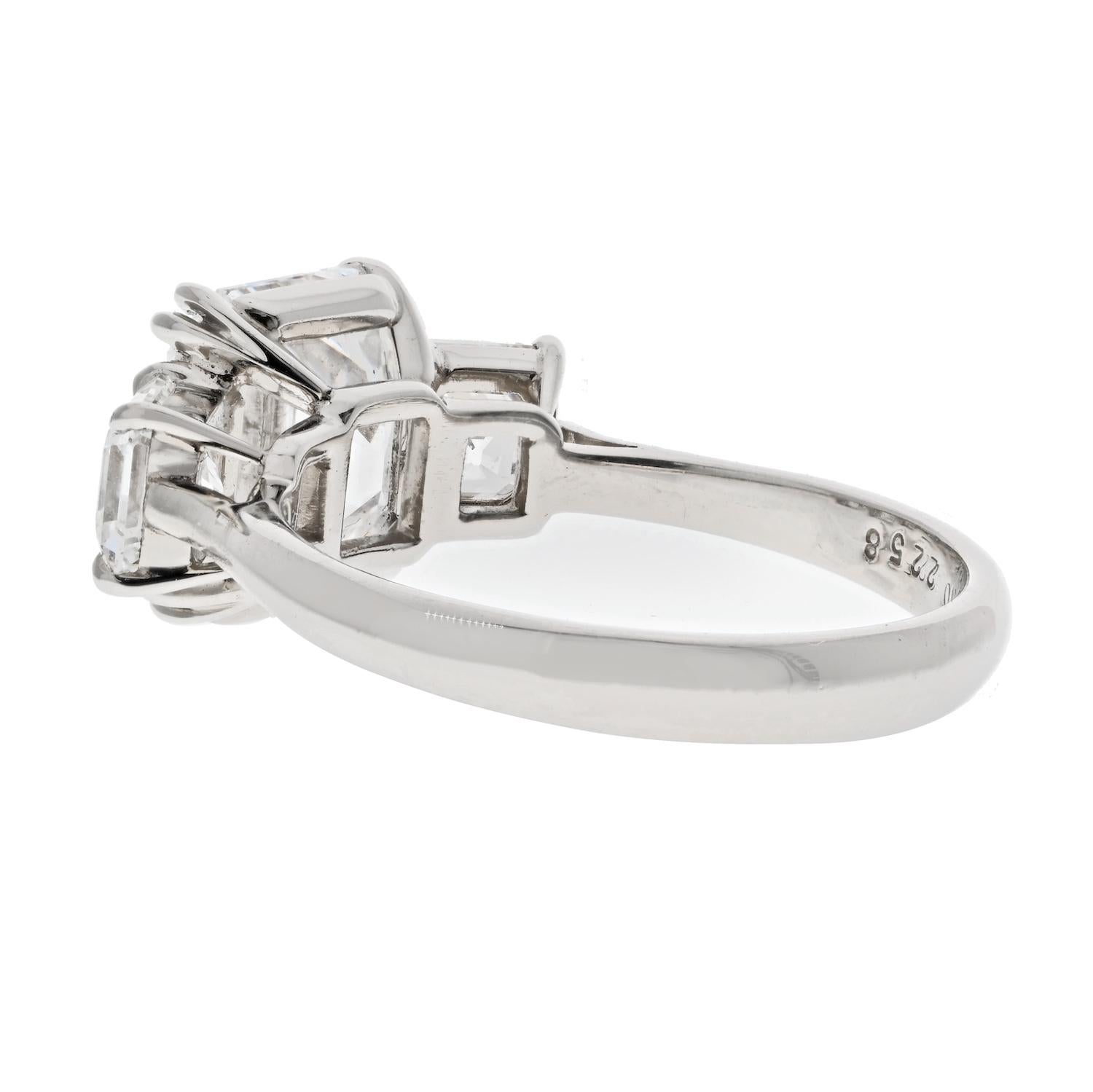 three square diamond engagement ring