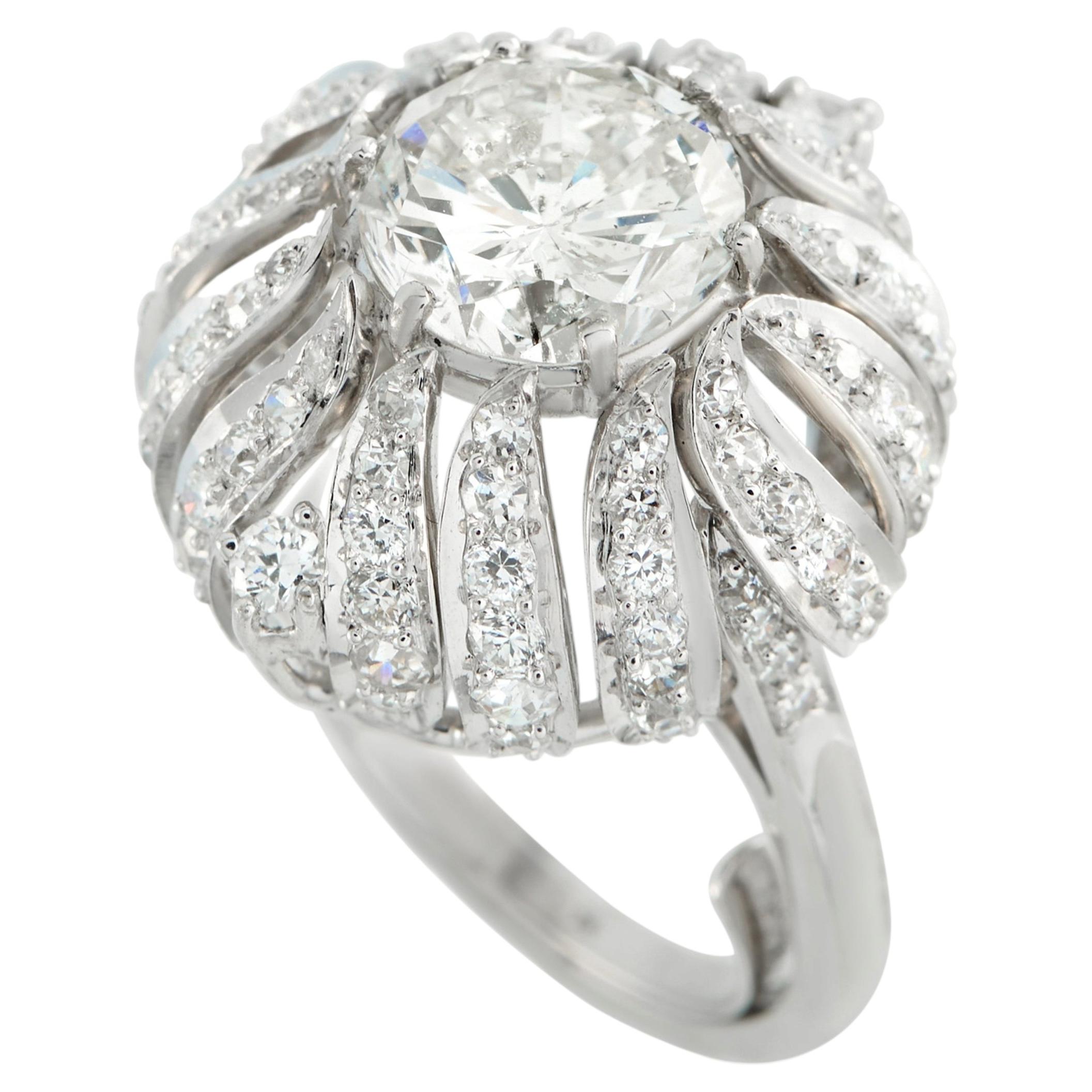 Platinum 3.47ct Diamond Ring MF27-022326 For Sale