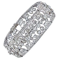 35 Carat Platinum Old-Cut Round Diamond Openwork Bracelet