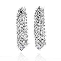 Platinum 35 Carats Cascading Round Diamond Waterfall Earrings