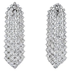 Vintage Platinum 35 Carats Cascading Round Diamond Waterfall Earrings