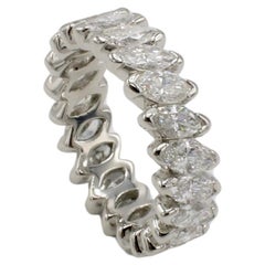 Platinum 3.50 Carat Natural Marquise Diamond Eternity Band Ring