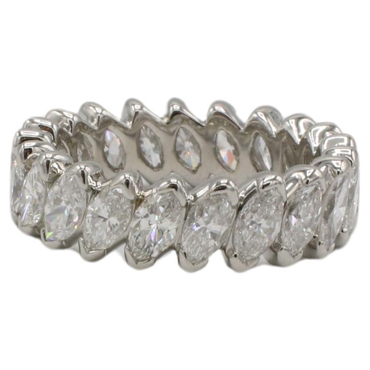 Platinum 3.50 Carat Natural Marquise Diamond Eternity Band Ring