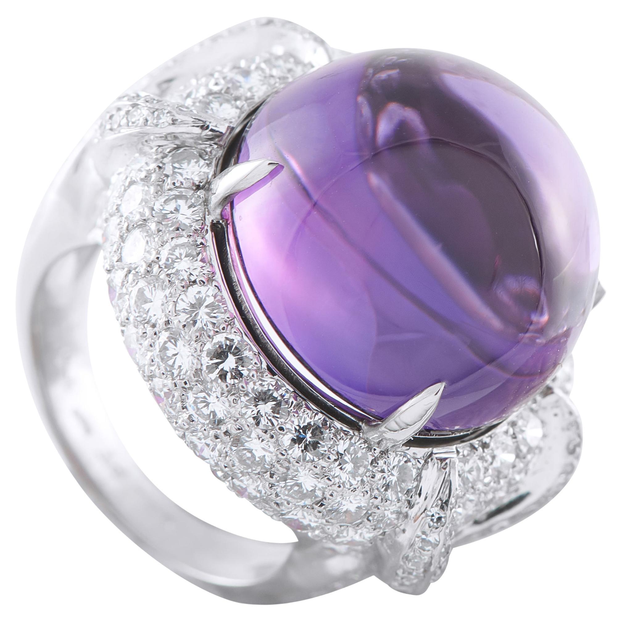 Platinum 3.50ct Diamond and Amethyst Ring MF37-020526 For Sale