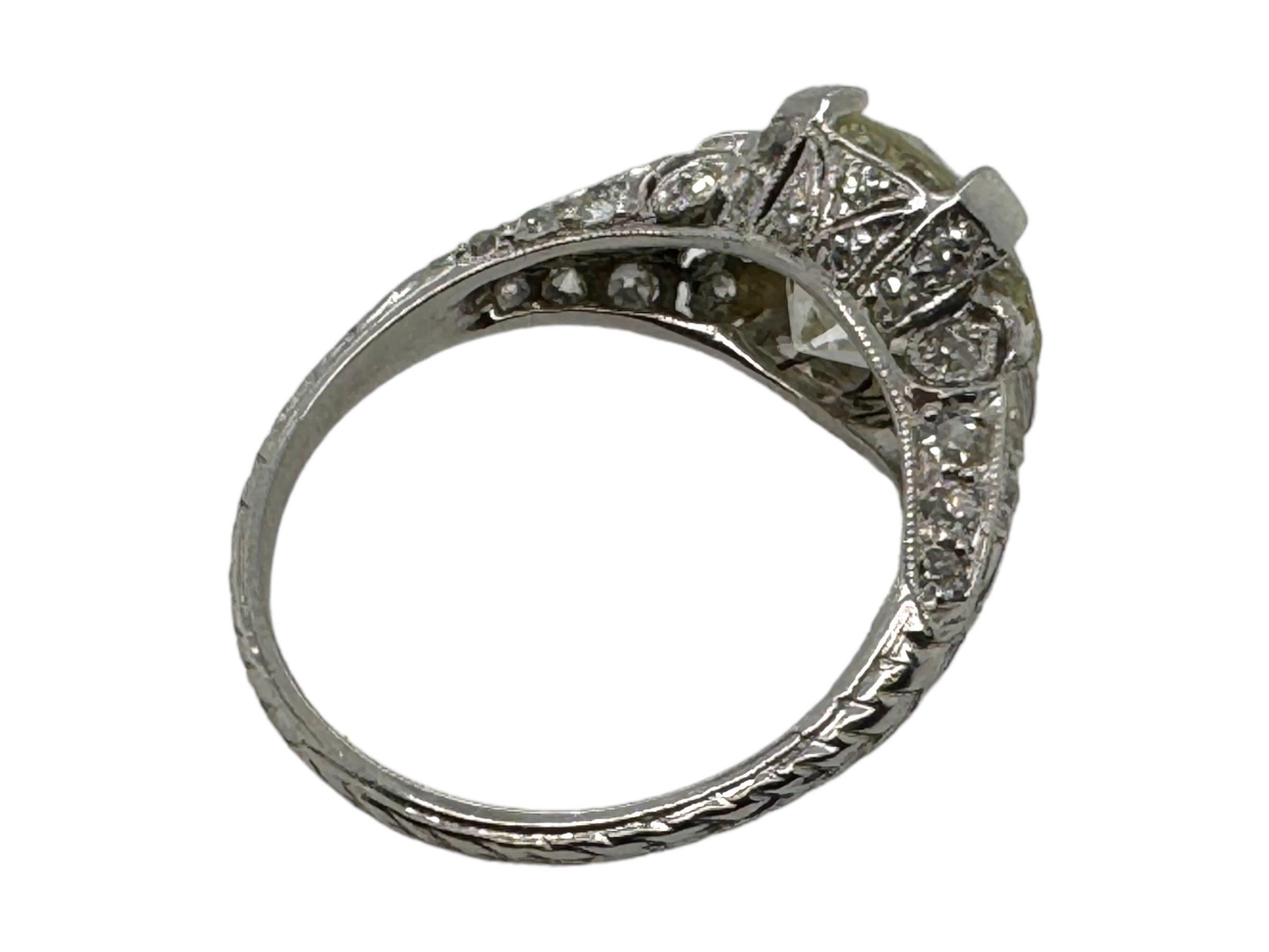 Old European Cut Platinum 3.53 Carat Edwardian Era Diamond Engagement Ring For Sale