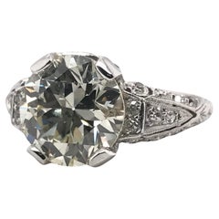 Antique Platinum 3.53 Carat Edwardian Era Diamond Engagement Ring