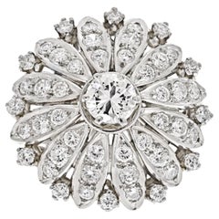 Platinum 3.54cttw Diamond Flower Motif Cocktail Ring