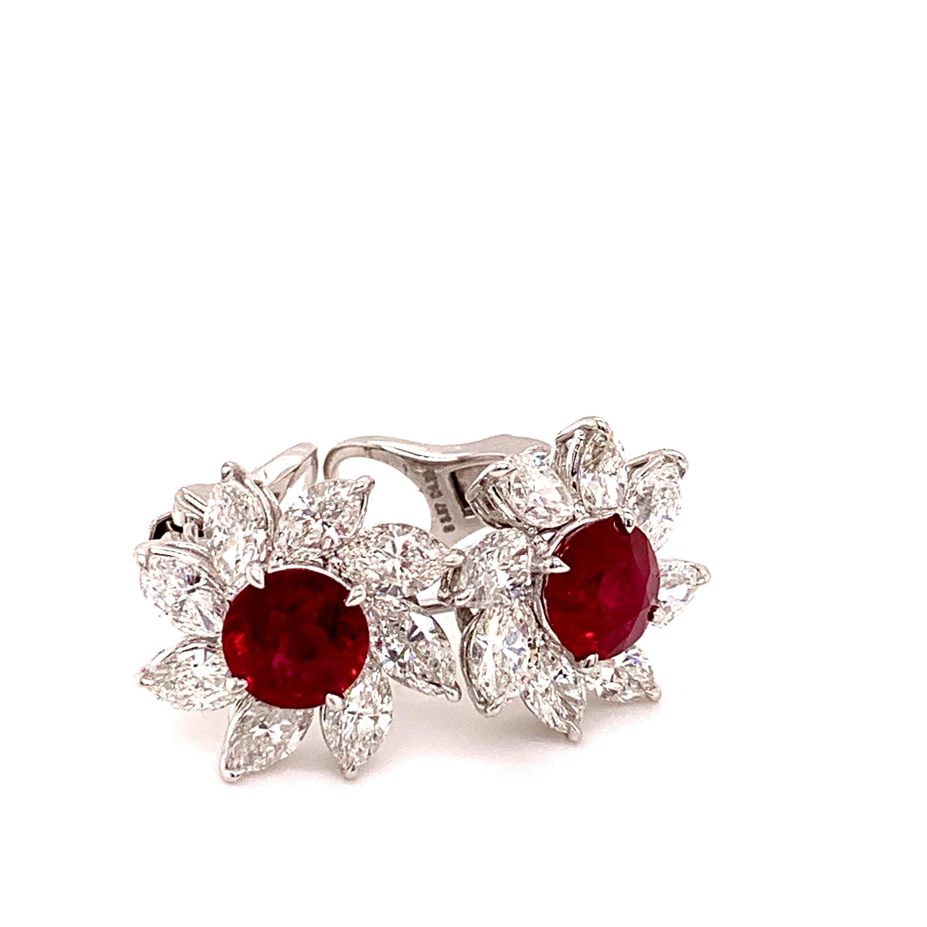 Sophia D. Platin-Ohrringe mit 3,57 Karat Rubin und Diamant 7