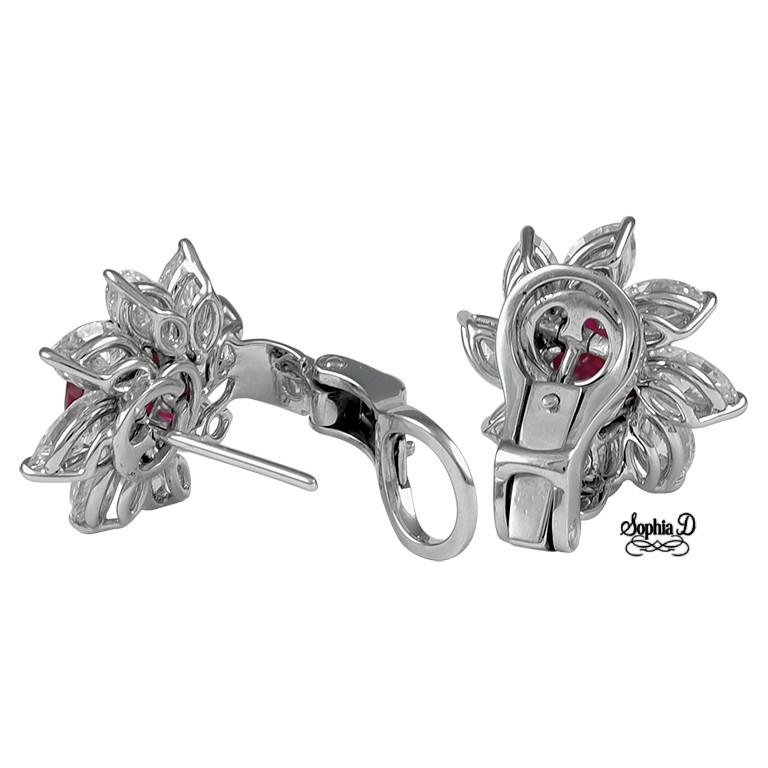 Sophia D. Platin-Ohrringe mit 3,57 Karat Rubin und Diamant Damen